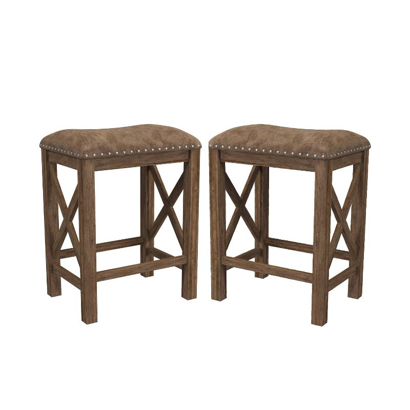 Set of 2 Willow Bend Counter Height Barstool Walnut/Brown- Hillsdale Furniture, 1 of 15