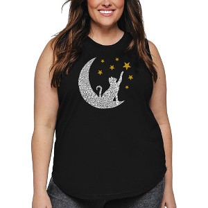 LA Pop Art Cat Moon - Women's Word Art Tank Top - 1 of 4