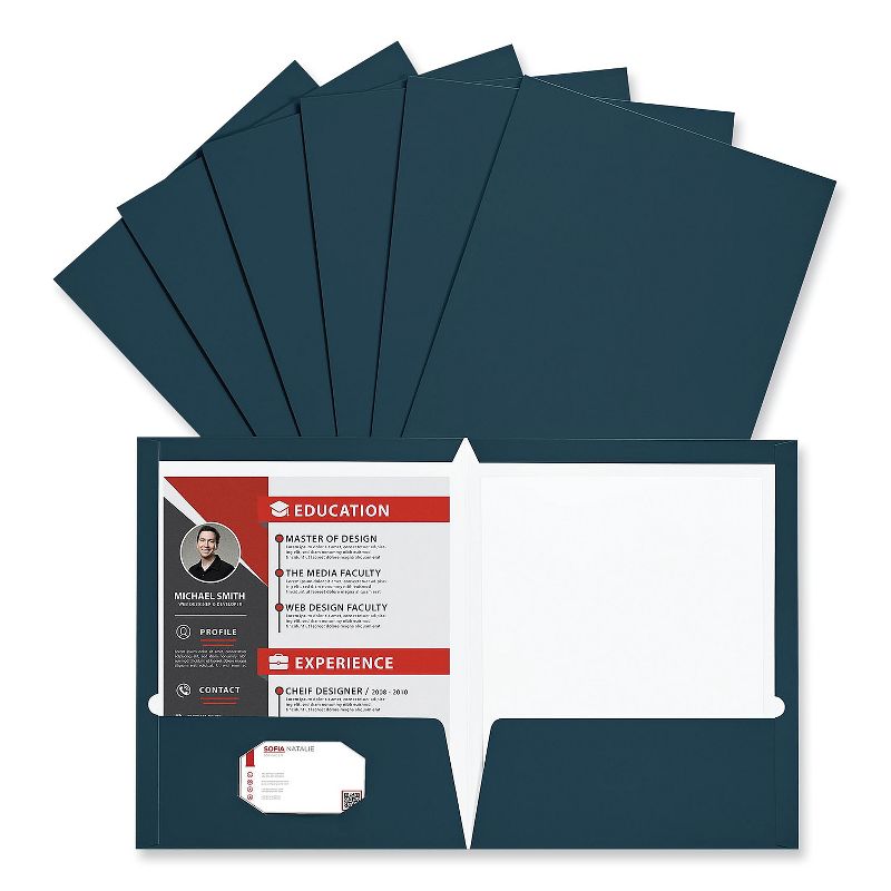 Universal Laminated Two-Pocket Folder Cardboard Paper Navy 11 x 8 1/2 25/Pack 56418, 4 of 6