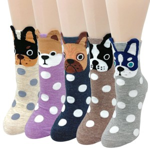 Wrapables Novelty Animal Print Crew Socks (Set of 5), Boston Terriers - 1 of 3