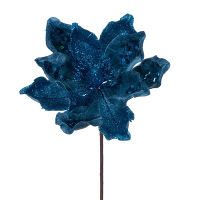 Vickerman 30 Turquoise Mini Flower Glitter Spray, 6 Per Bag. : Target