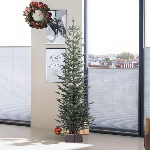 DR.Planzen 6FT Artificial Tree, Narrow Artificial Christmas Tree with Black Stand, Unlit Balsam Design Christmas Tree for Indoor Decor - 1 of 4