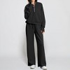 Women's High Neck Half Zip Shirt Top Tracksuit Fall Casual Wide Leg Drawstring Elastic Waist Long Pants Sweatpants Loungewear Set Sweatsuit - 2 of 4