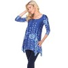 Women's 3/4 Sleeve Printed Rella Tunic Top with Pockets - White Mark - 2 of 3