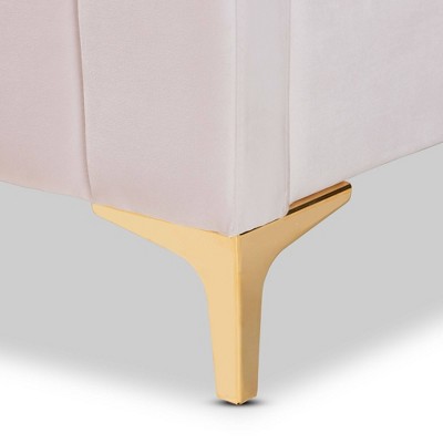 Luxurious Nami King-Sized Velvet Upholstered Bed with Gold Metal Legs