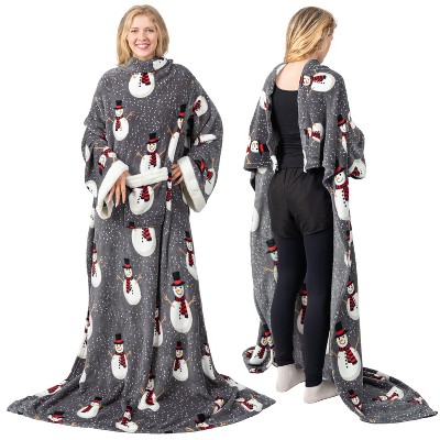 PAVILIA Wearable Blanket with Sleeves for Women Men Adults, Warm Soft Plush Snuggle Pocket Sleeved TV Throw