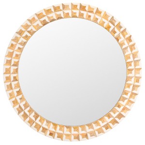 Aria Mirror - 29.2" x 29.2" - MRR1502 - Antique Ivory/Natural Brown - Safavieh - 1 of 4