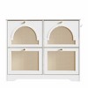 Vynxaria Mid-Century Narrow Tipping Bucket Shoe Cabinet - 4 Rattan Flip Drawers, Elegant Entryway Organizer, White, 42.1"W - 3 of 4