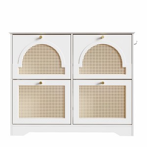 Maliang Tipping Bucket Shoe Cabinet with 4 Flip Drawers, Entryway Shoe Organizer, Freestanding Shoe Rack with 2 Hooks for Hallway - 1 of 4