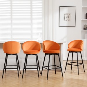 Bekrvio 30" Bar Height Stools - Swivel Velvet Barstools with Back, Modern Upholstered High Chairs for Kitchen Counter, Home Pub - 1 of 4