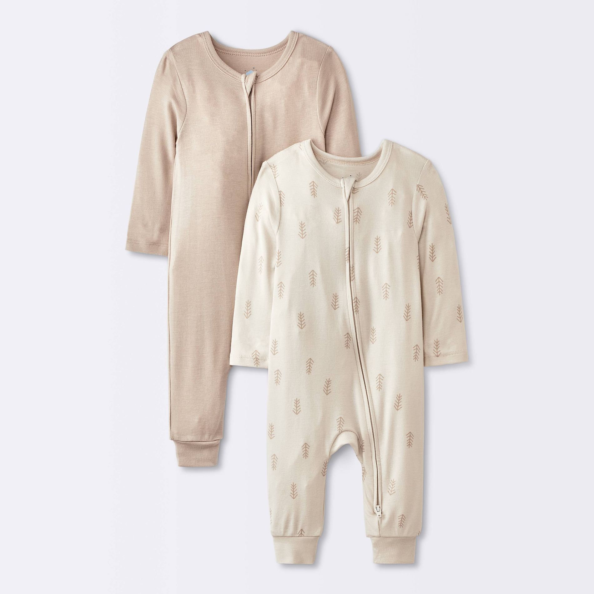 Baby 2pk Leaf So Very Soft Modal Blend Romper - Cloud Island™ Cream