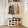 Shoe Bench with Cushion and Storage, Entryway Shoe Rack with Adjustable Shelves, Grey/Brown - 3 of 4
