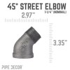 Pipe Decor 1 1/4 in. Black 45 Degree Street Elbow - 2 of 4
