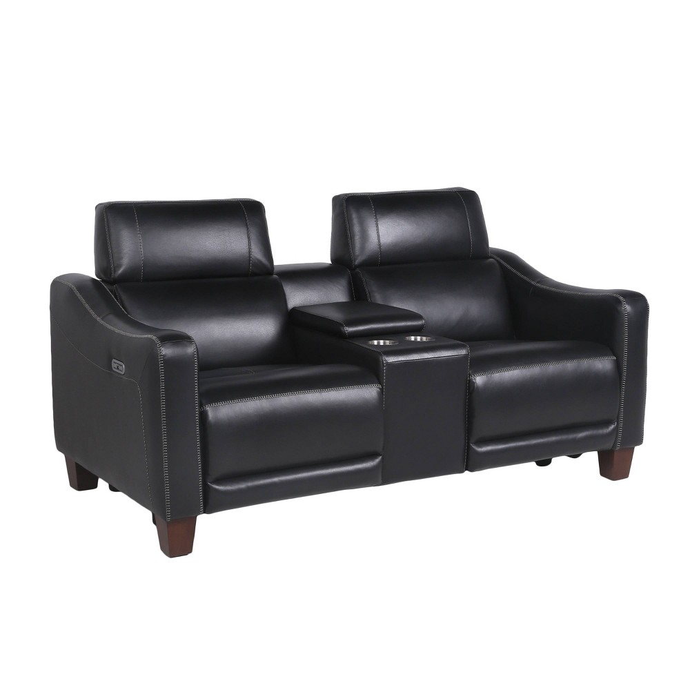 Photos - Sofa Giorno Power Console Loveseat Black - Steve Silver Co.