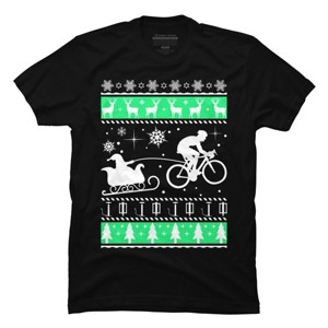 Men's Design By Humans Christmas Santa Cycling Sleigh By LewismartinStore T-Shirt - 1 of 4