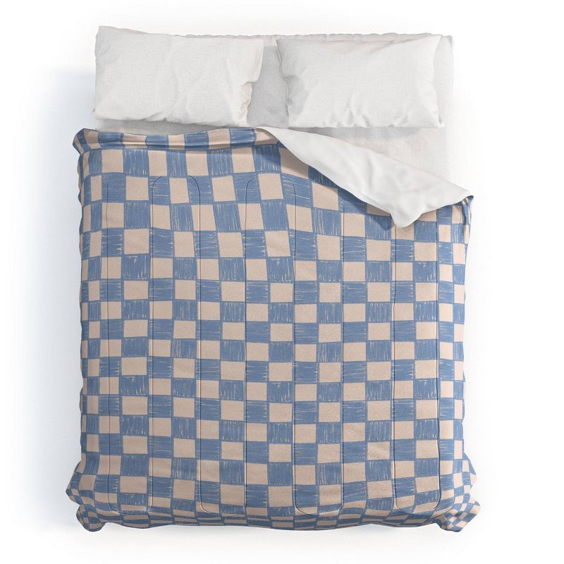 Deny Designs Schatzi Brown Alice Check Comforter Bedding Set Blue, 1 of 6