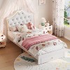 Twin Size Upholstered Princess Bed Frame with Storage Drawer, Faux Leather Platform Bed - 3 of 4