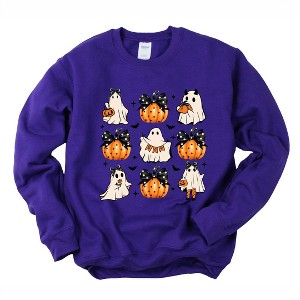 Simply Sage Market Women's Graphic Sweatshirt Ghost and Pumpkin Coquette - 1 of 4