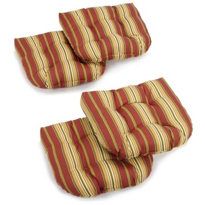 Blazing Needles, 19-inch U-Shaped Spun Polyester Outdoor Tufted Dining Chair Cushions (Set of 4)