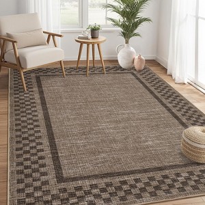 2x6FT Modern Washable Area Rug for Living Room, Bordered Print Floor Rug with Non Slip Backing, Low Pile Stain Resistant Indoor Carpet for Dorm - 1 of 4