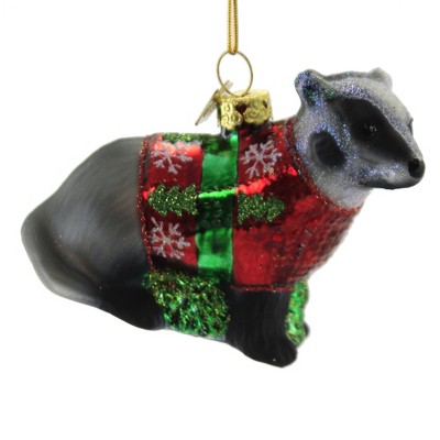 Noble Gems 3.0" Christmas Badger Red Sweater  -  Tree Ornaments