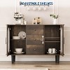 TackView 47" Modern Farmhouse Sideboard Buffet Cabinet with Fluted Glass Doors & 3 Drawers, Coffee Bar with Adjustable Shelves - 4 of 4