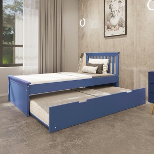 Twin Size Trundle Bed with Headboard for Kids - 1 of 4