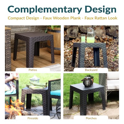Sunnydaze 18" Brown Polypropylene Patio Side Table