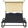 vidaXL Double Sun Lounger with Canopy Textilene Black and Cream - 2 of 4