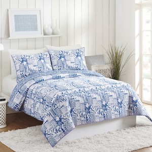 3pc Full/Queen Swatch Blue Quilt Set - Molly Hatch for Makers Collective