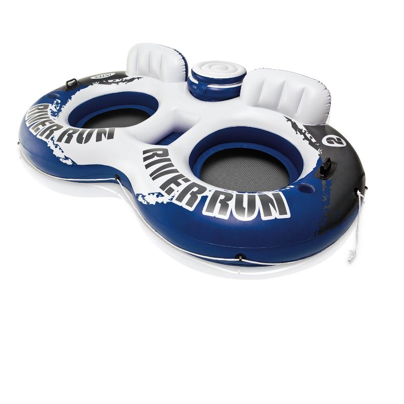 Intex River Run 53 Inch Inflatable Floating Water Tube Lake Pool Ocean Raft & River Run II Inflatable 2 Person Pool Tube Float w/ Cooler & Repair Kit, 5 of 7