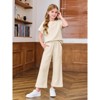 Mocamel Girl's Sports Simple Texture Casual Round Neck Short Sleeves and Loose Pant 2 piece Set - 4 of 4