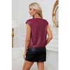 Coolmee Women's Sequin Tops Raglan Cap Sleeve Glitter Sparkle Shimmer Party Blouses Solid Color V-Neck Club Concert Shirts XL Red - 3 of 4