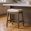 HomeRoots 26" Gray and Cool Gray Fabric and Solid Wood Backless Counter Height Bar Chair - 2 of 4