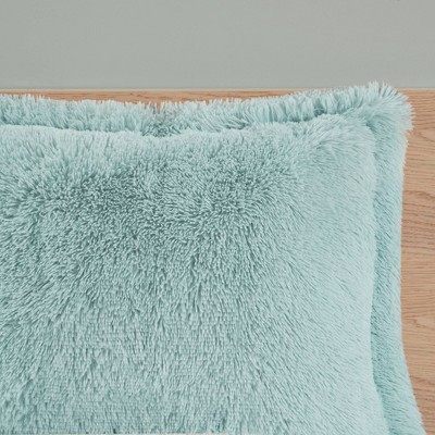 Intelligent Design IntelligentDesign 3pc Full/Queen Leena Shaggy Long Faux Fur Comforter Mini Set Aqua Blue: Teen Bedding, Gender Neutral: Midweight, All Ages Cozy Set — фото 6