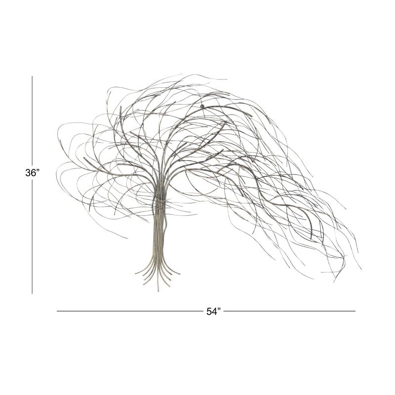 Metal Tree Indoor Outdoor Wall Decor with Long Branch Silver - Olivia &#38; May, 3 of 6