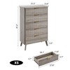 47.2" Tall Fluted Dresser w/ Faux Marble Top & 5 Deep Drawers - Modern Curved Profile Wooden Chest for Bedroom, Living Room, Kids Room, Hallway - 2 of 4