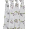 Bacati - Happy Monkeys Pink/Lilac/Gray Girls Muslin Swaddling Blankets set of 4 - 3 of 4