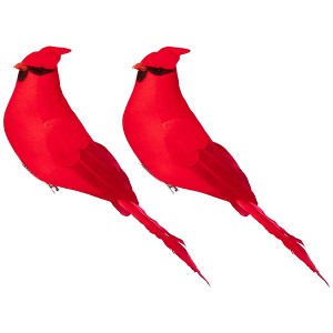 Northlight Cardinal Clip-on Christmas Ornaments - 8" - Red and Black - Set of 2 - 1 of 4