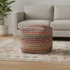 HomeRoots 18" Natural and Rainbow Braided Jute And Polyester Striped Pouf Ottoman - 2 of 4