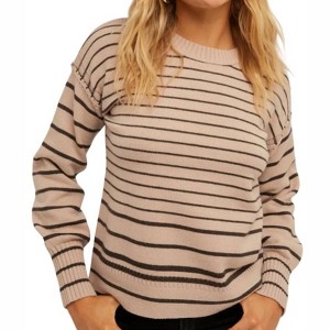 Women's Stripe Mixed Color Block Sweater - Hem & Thread - 1 of 4