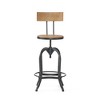 Adjustable Height Swivel Barstool with Firwood Seat and Iron Frame, Industrial Modern Design - 3 of 4