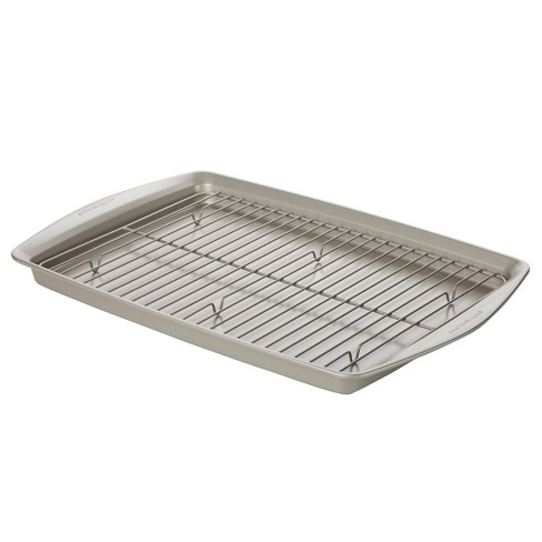 Rachael Ray 13x19 Nonstick Bakeware Jumbo Cookie Pan with Roasting Rack  Silver