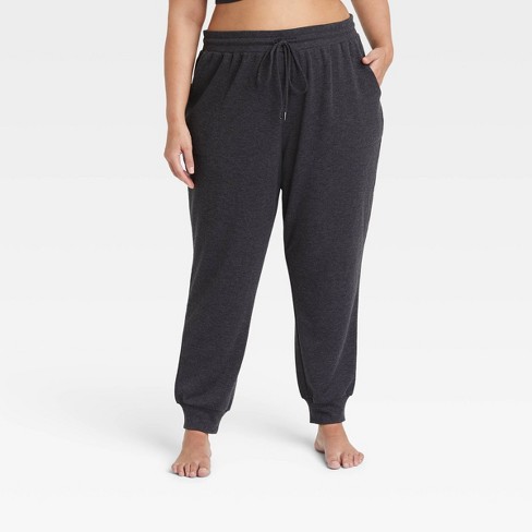 Women's Beautifully Soft Fleece Lounge Jogger Pants - Stars Above™ Charcoal  1X