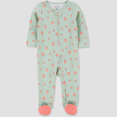 Image of Carter's Just One You®️ Baby Girls' Fruit Footed Pajama - Sage Green Newborn