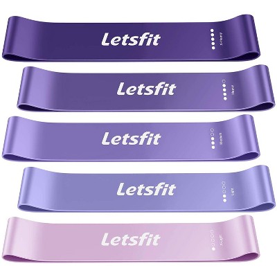 Letsfit Set of 5, Resistance Loop Exercise Bands With BONUS Carry Bag - JSD02-5P