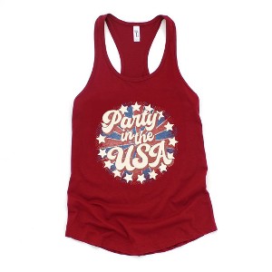 Simply Sage Market Women's Party In The USA Circle Face Racerback Tank - 1 of 4