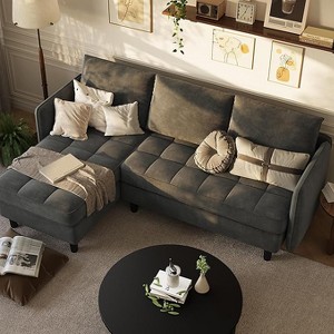 Coucheta Convertible Sectional Collection - L-Shaped Chenille Sofa with Hidden Storage, Reversible Apartment Couch for Small Spaces, Multiple Colors - 1 of 4