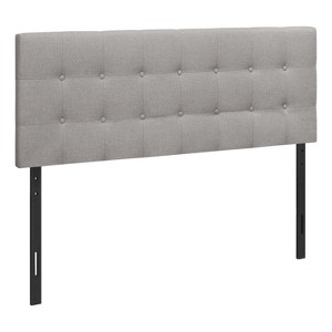 Monarch Specialties Bed Headboard Only Queen Size Bedroom Upholstered Linen Look Grey Transitional - 1 of 4