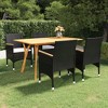 vidaXL - 5-Piece Black Patio Dining Set, Rectangular Acacia Wood Table & PE Rattan Chairs with Cushions for Outdoor Garden, Deck, or Backyard - 2 of 4